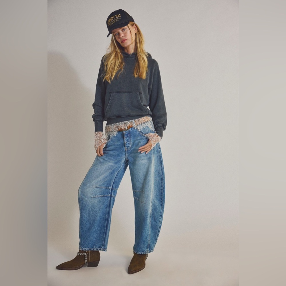 We The Free Good Luck Mid-Rise Barrel Jeans